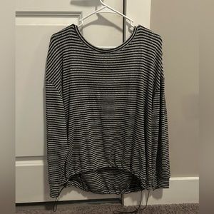 Charming Charlie’s Synch Black & Gray Striped Sweater, Size Large